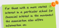 For those with a more vested interest in a particular school for financial interest in the movement the association also offers information on: